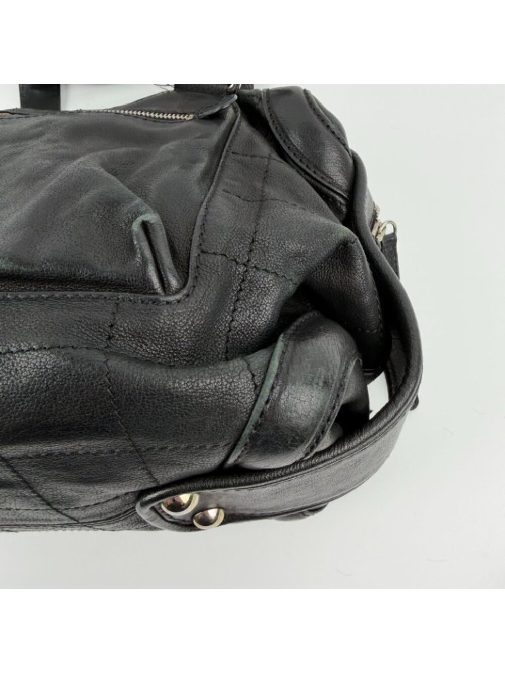 ★SOLD★ Chanel CC Logo Shoulder Bag Tote Black Leather 11 Vintage - Picture 10 of 15